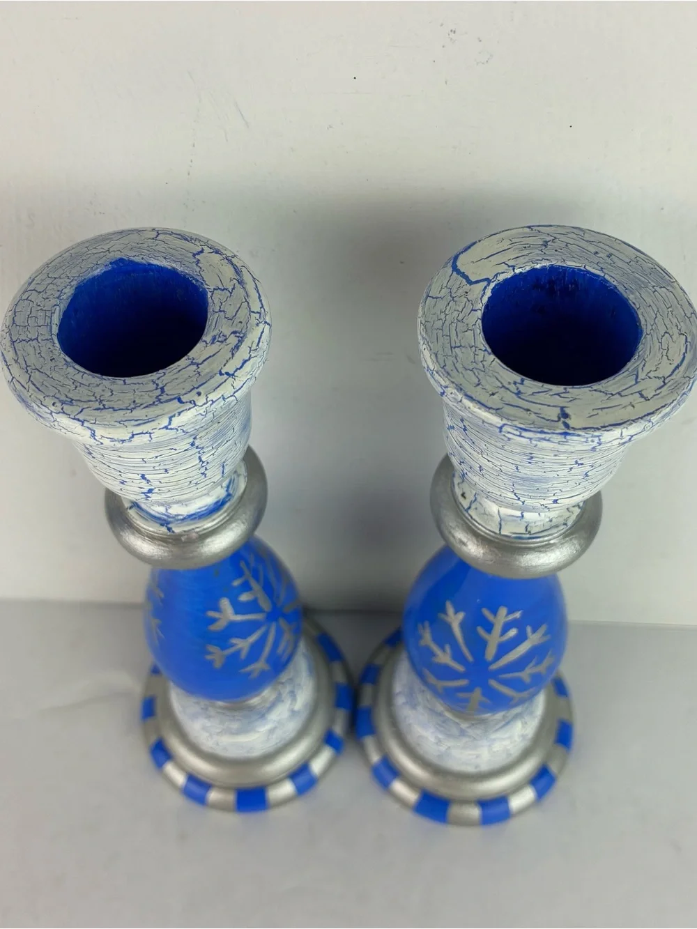 Wooden Candlesticks Set Hand Painted - So Beautiful!